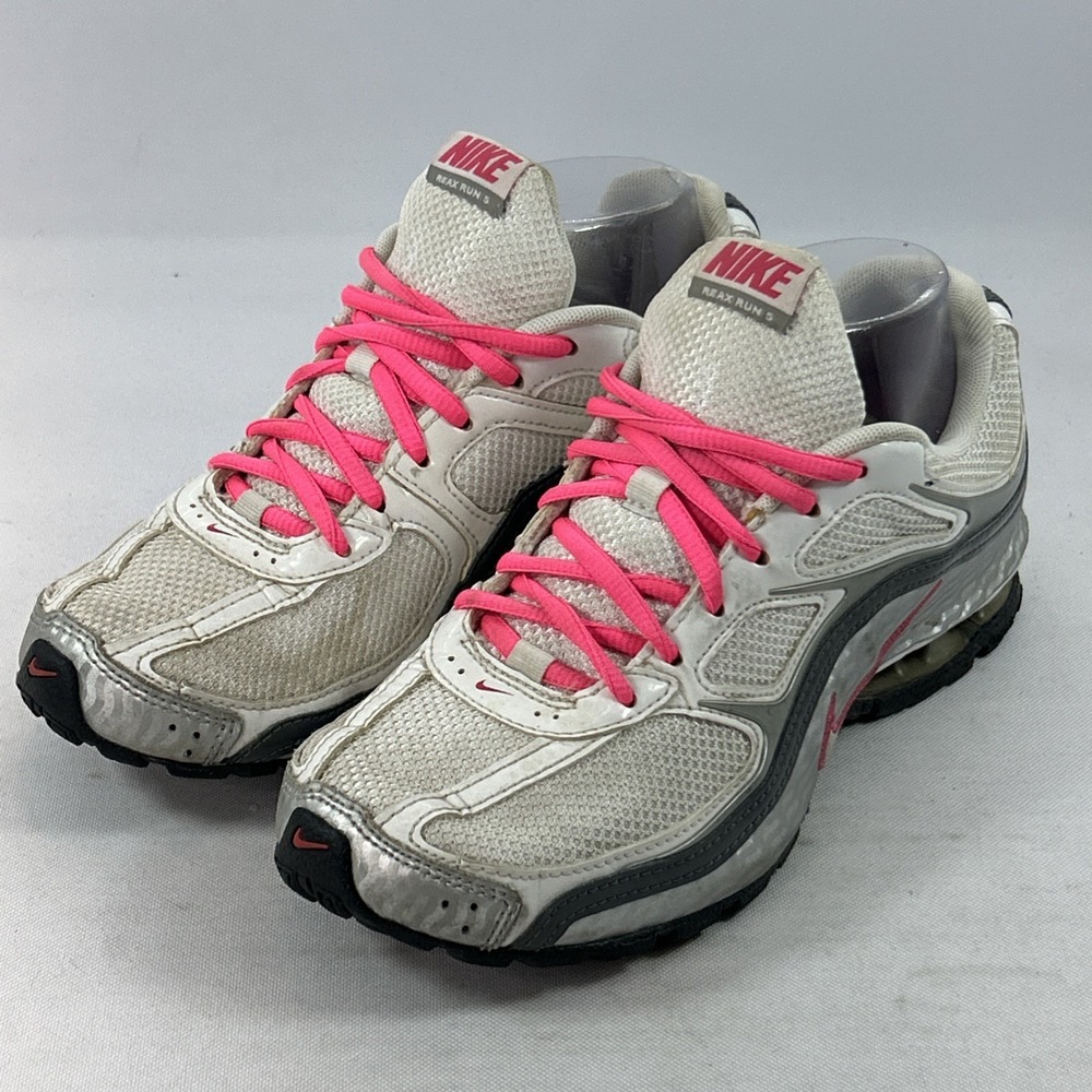 Nike Reax Run 5 Shoes Women's Sz 7.5 White & Silver 407987-116 Running Trainer
